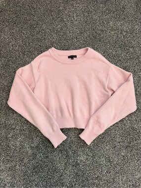 Kendall & Kylie Light Pink Cropped Crewneck Sweater